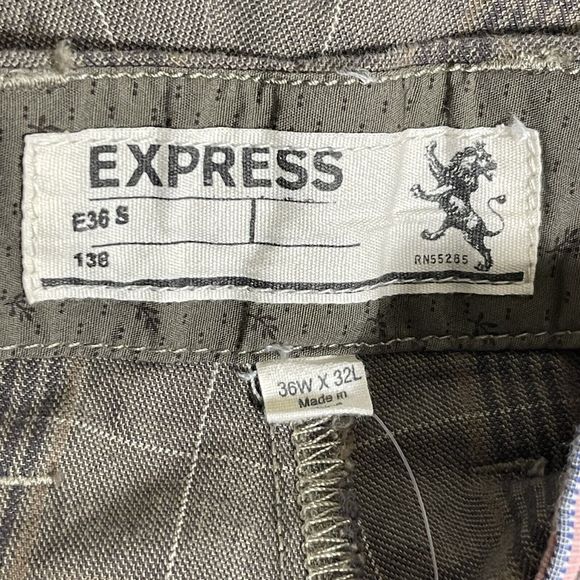 nwt express women's the producer chino size 36x32 5 pocket brown plaid pants - Picture 4 of 16